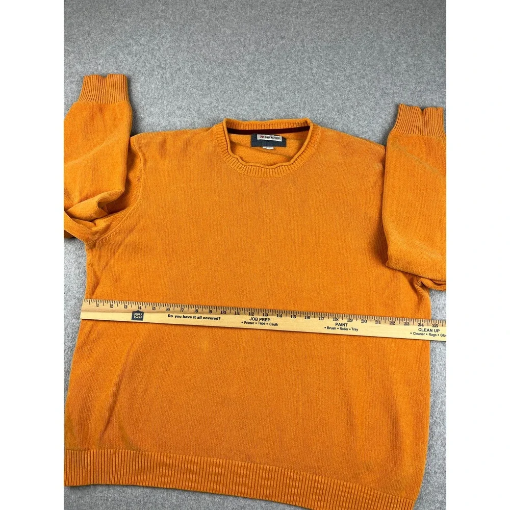 32 Bar Blues Sweater Mens XXL Orange Crew Neck Cotton Long Sleeve Knit